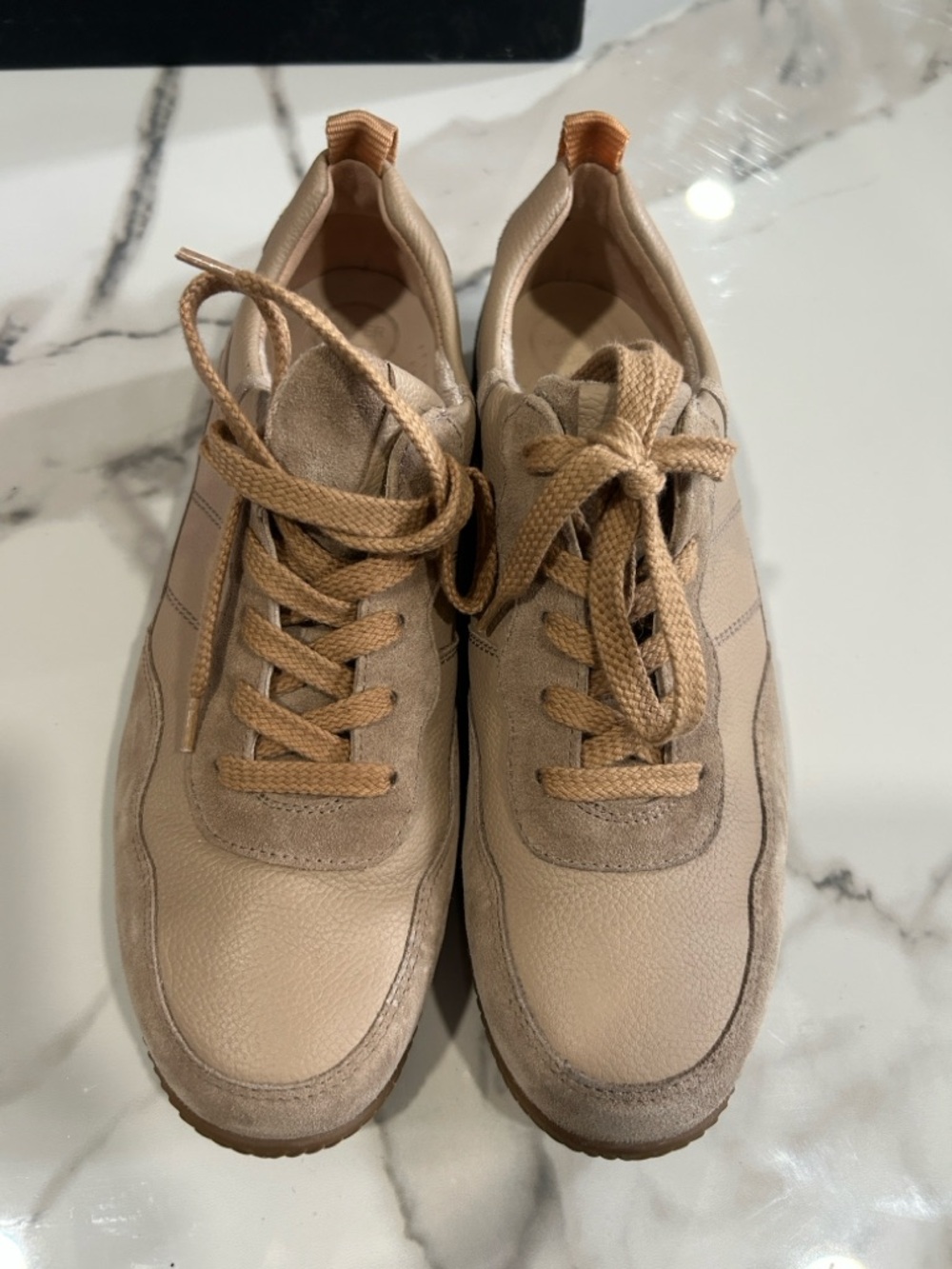 Paul Green Beige Leather & Suede Low-Top Sneaker - Picture 2 of 4